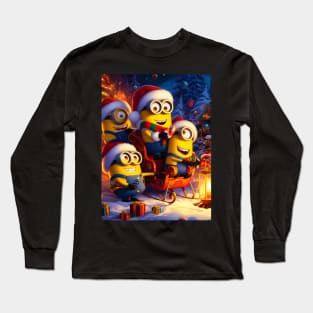 Merry Minions: Festive Christmas Art Prints Featuring Whimsical Minion Designs for a Joyful Holiday Celebration! Long Sleeve T-Shirt